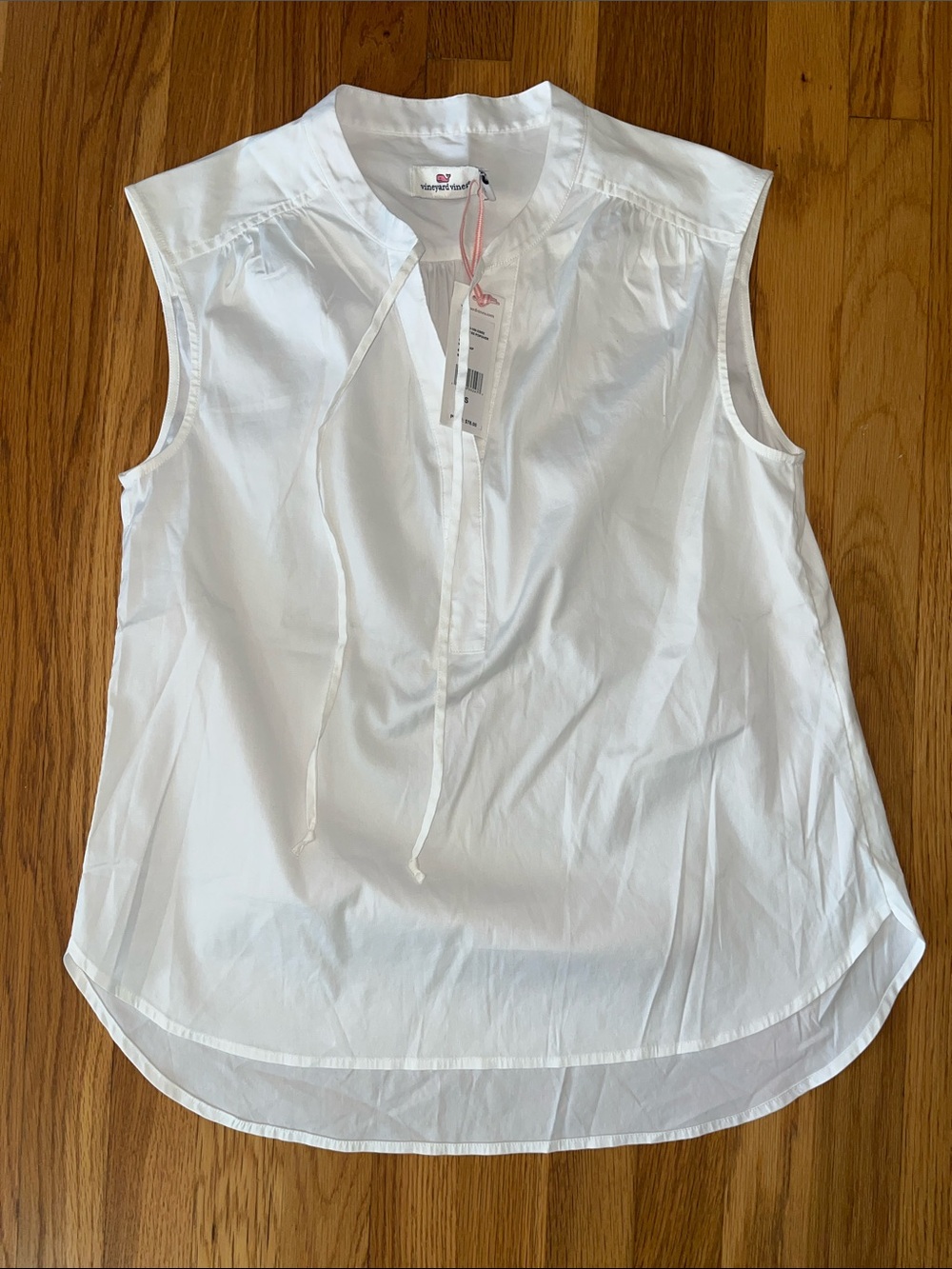 Vineyard Vines Poplin Sleeveless Popover Shirt Stretch White Size Small NEW